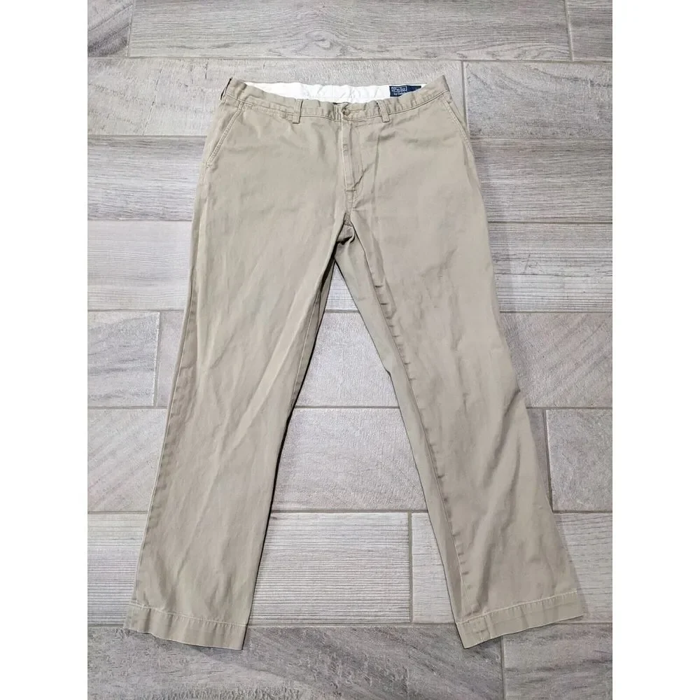 Polo Ralph Lauren Chino Pants 36x32 Beige Tan Classic Fit Flat Front 5 pocket‎